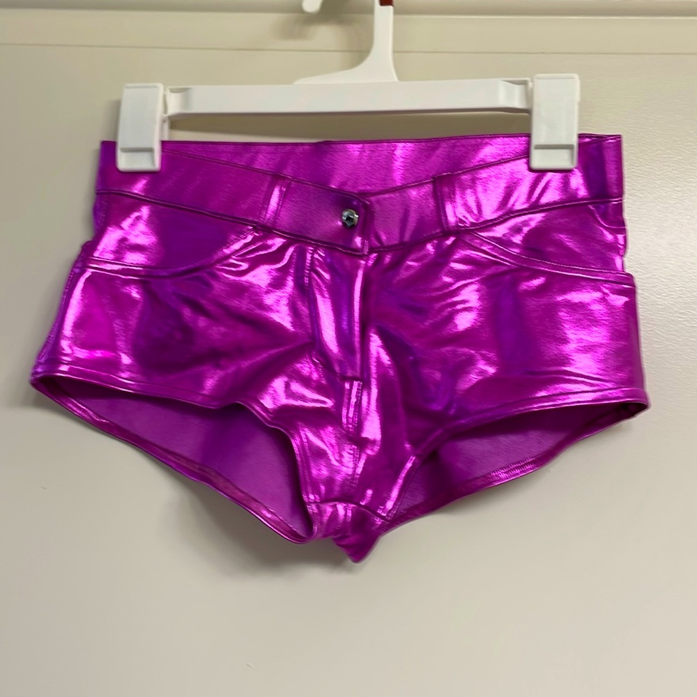 METALLIC PINK rave hotshorts size Small EUC